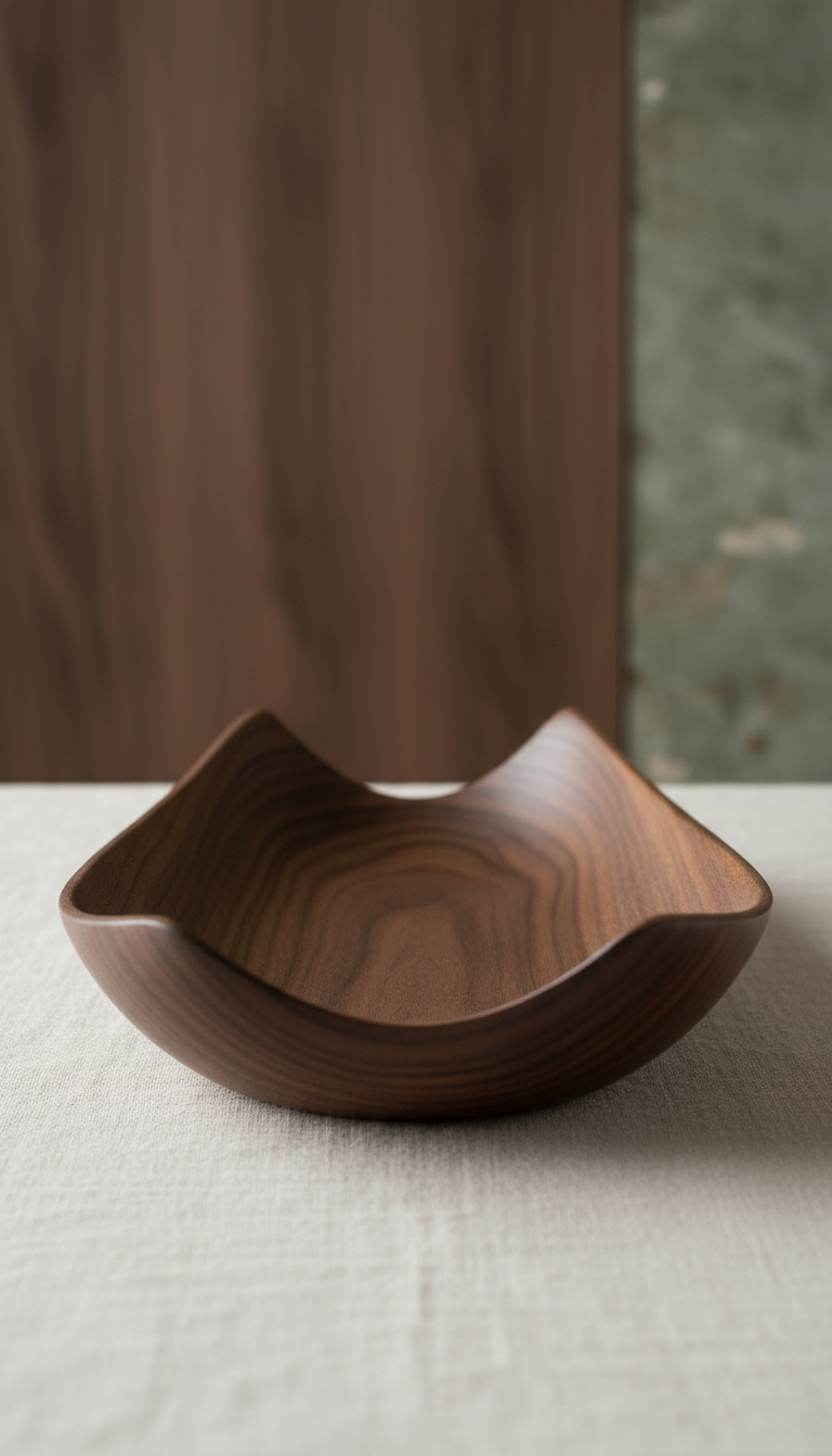 Sculpted Walnut Serving Tray
