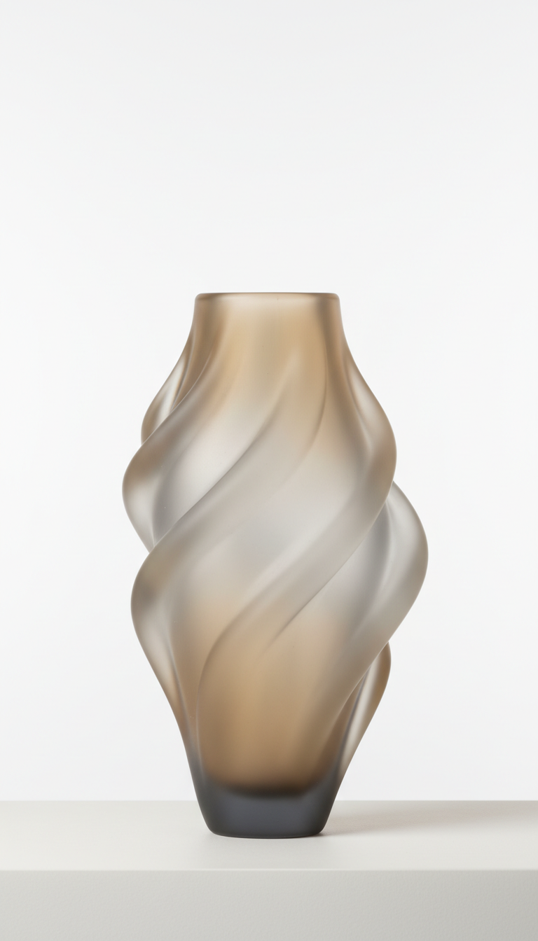 Sculptural Glass Vase With Frosted Finish